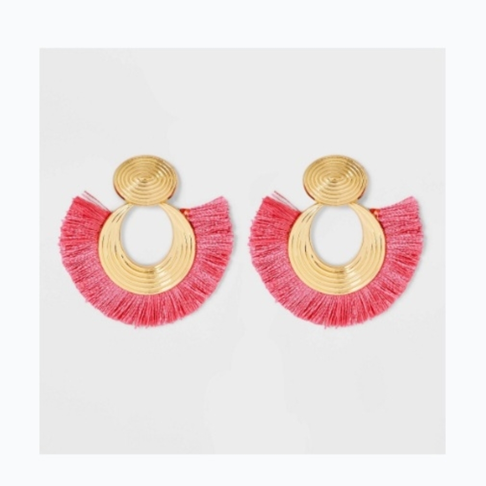 Gold and Pink Statement Earrings